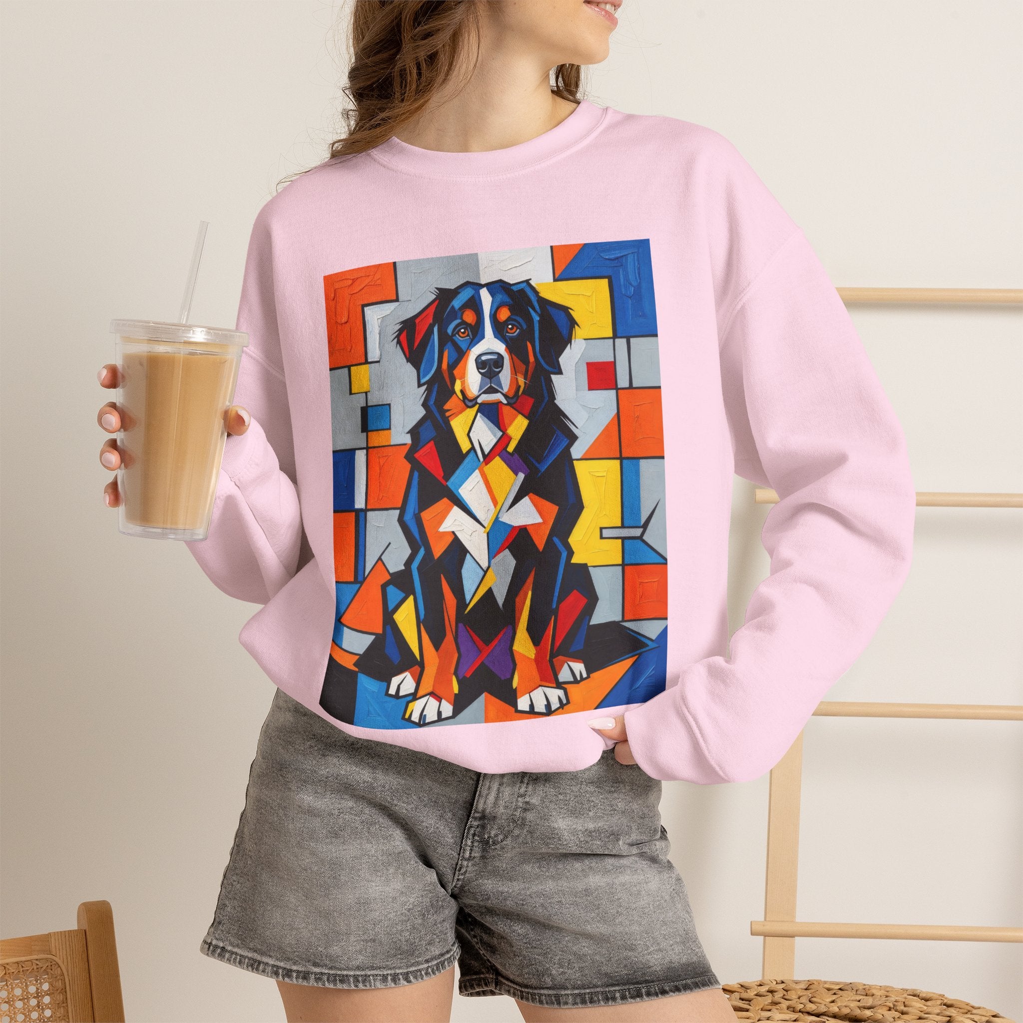 Bernese Mountain Dog Sweatshirt | Living Work of Art Collection | Cubist Style