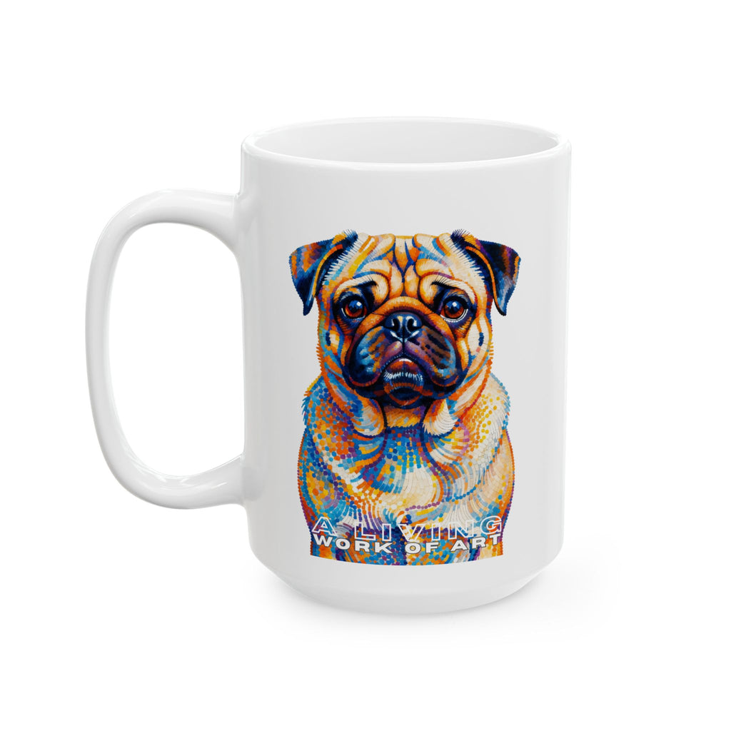Pug Coffee Mug | Living Work of Art Collection | Pointillism Style