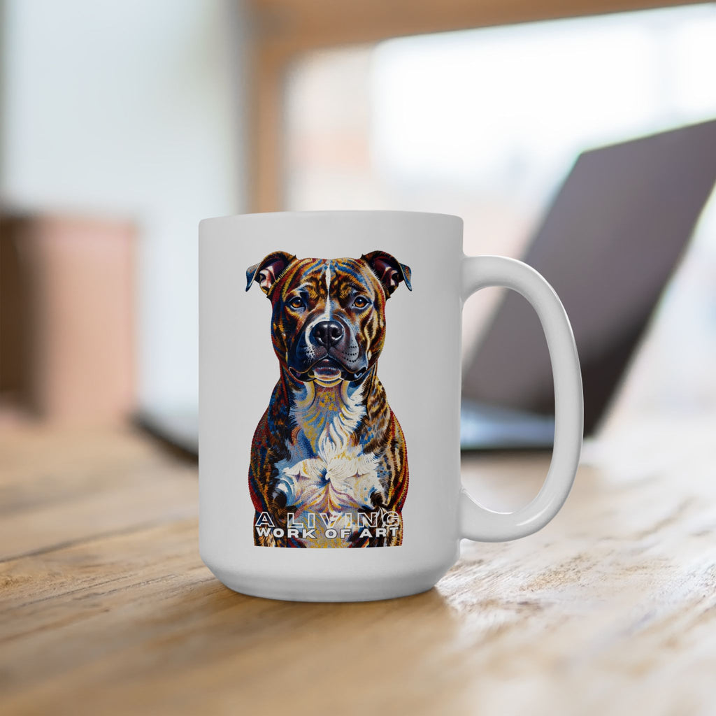 Staffordshire Bull Terrier Coffee Mug | Living Work of Art Collection | Pointillism Style