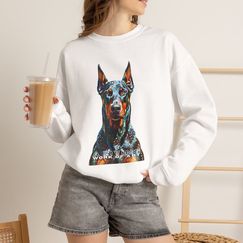 Doberman Pinscher Sweatshirt | Living Work of Art Collection | Pointillism Style