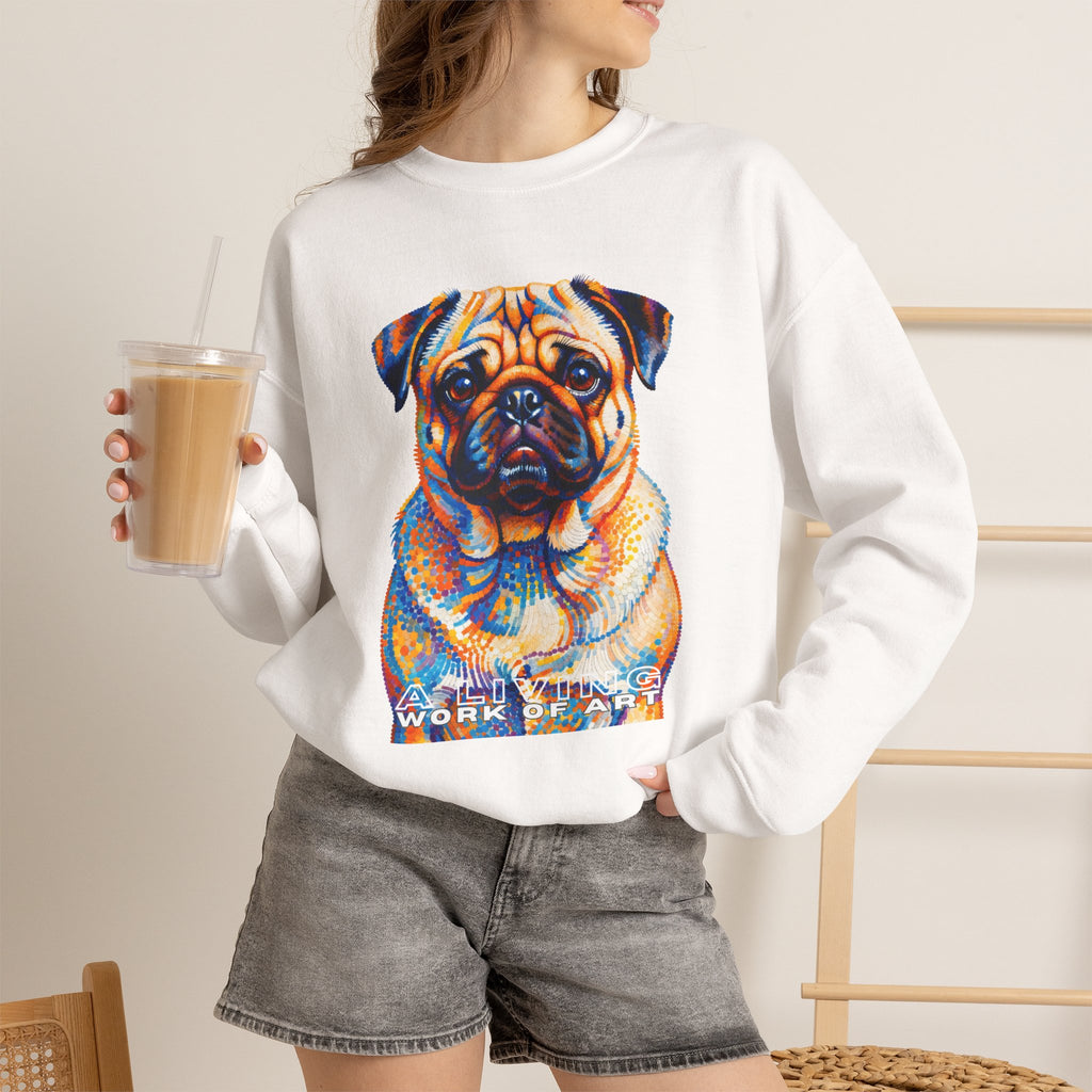 Pug Sweatshirt | Living Work of Art Collection | Pointillism Style
