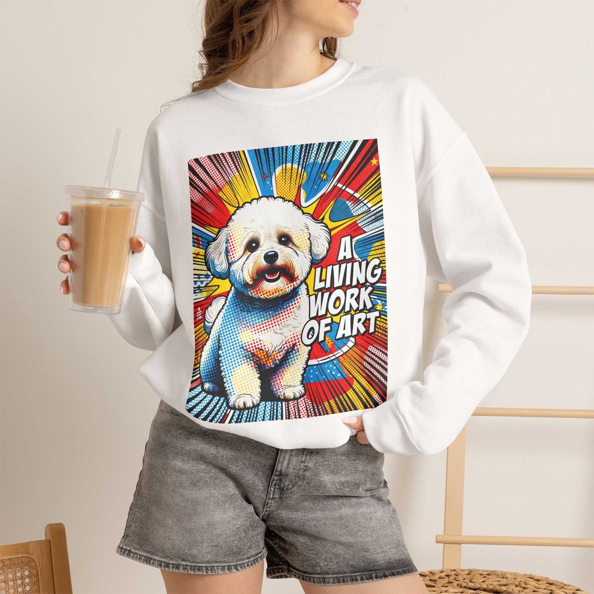 Bichon Frise Sweatshirt | Living Work of Art Collection | Pop Art