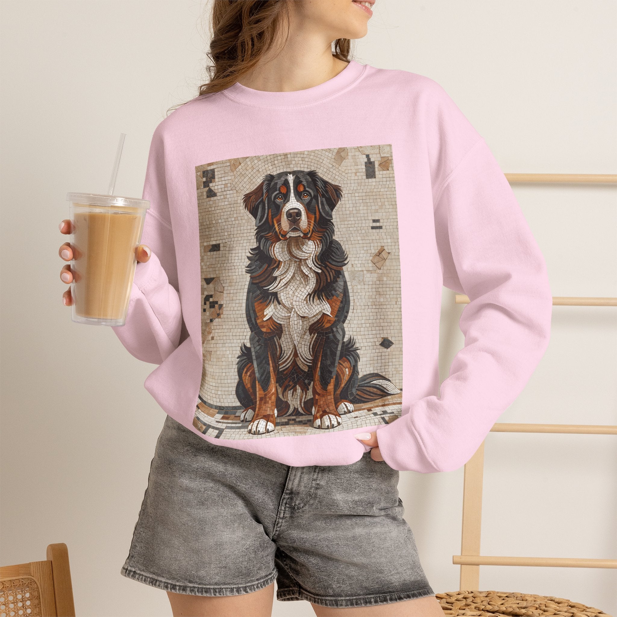 Bernese Mountain Dog Sweatshirt | Living Work of Art Collection | Mosaic Style