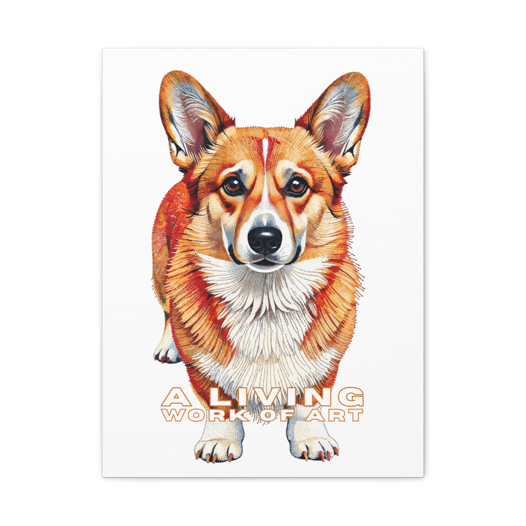 Corgi Canvas Wall Art | Living Work of Art Collection | Pointillism Style Print