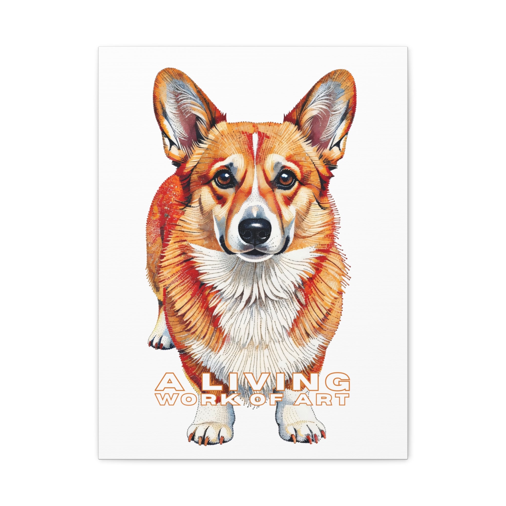 Corgi Canvas Wall Art | Living Work of Art Collection | Pointillism Style Print
