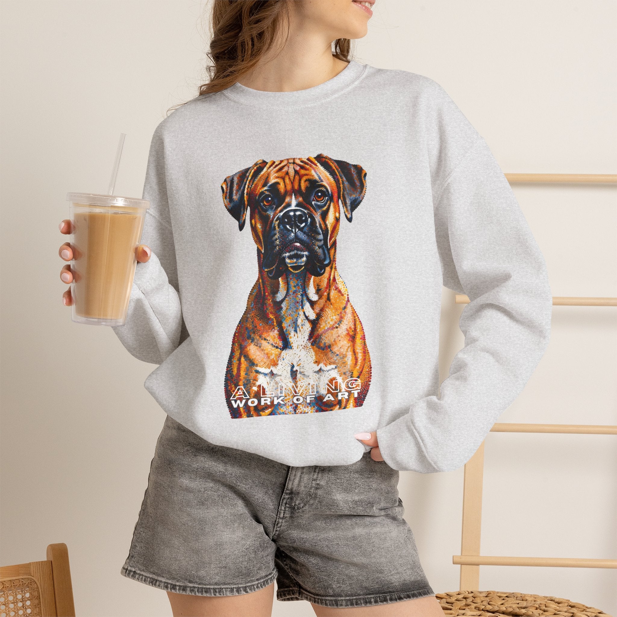 Boxer Sweatshirt | Living Work of Art Collection | Pointillism Style