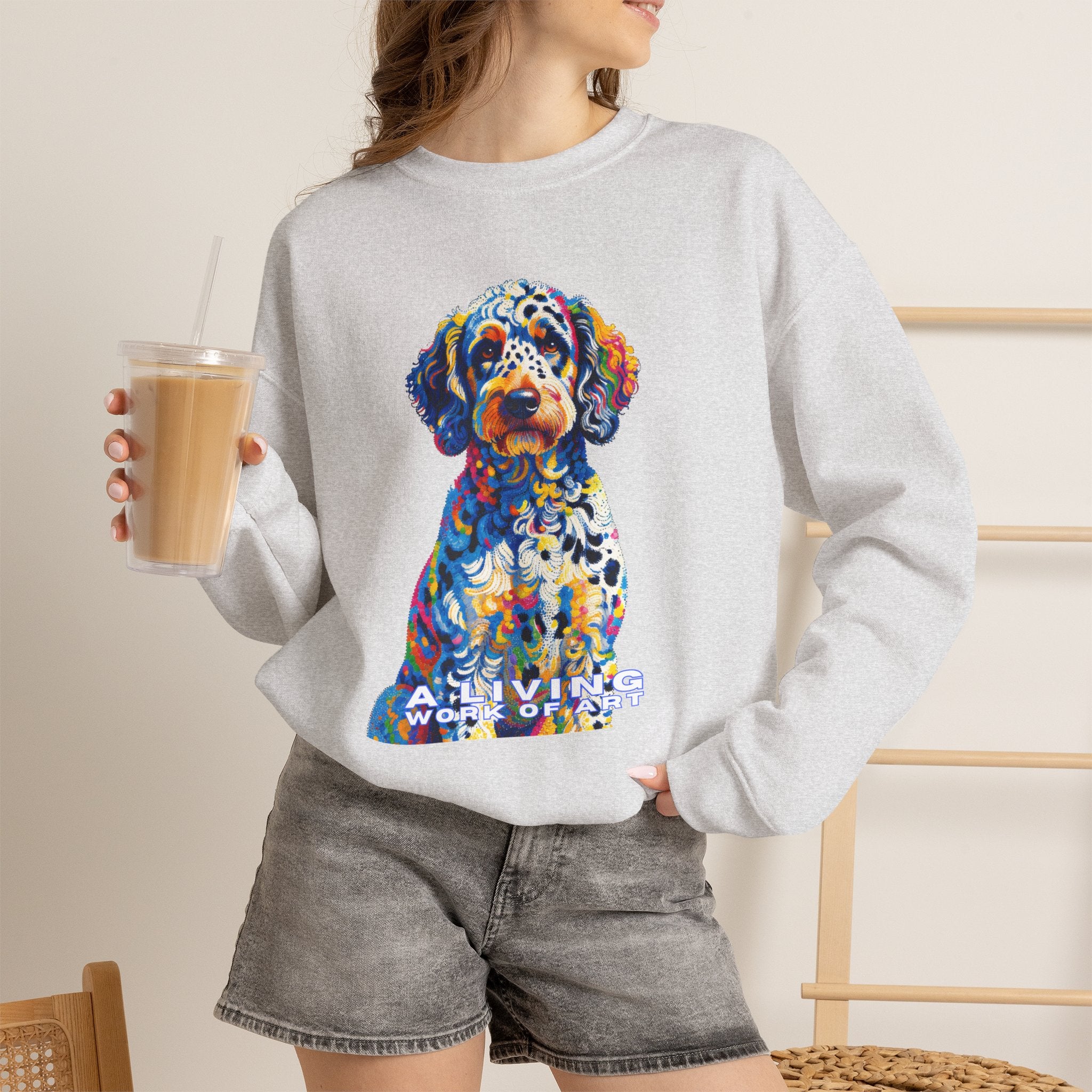 Labradoodle Sweatshirt | Living Work of Art Collection | Pointillism Style