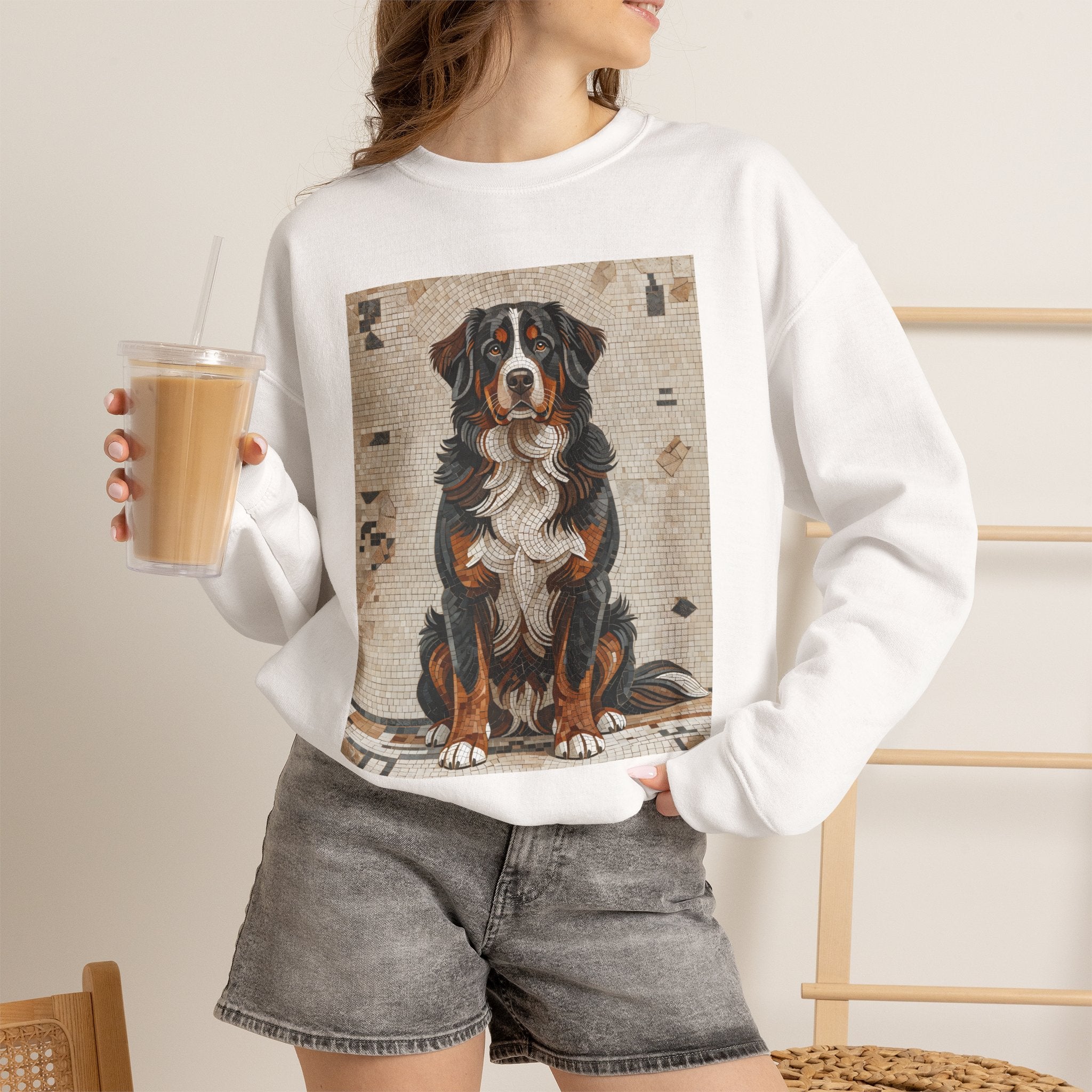 Bernese Mountain Dog Sweatshirt | Living Work of Art Collection | Mosaic Style
