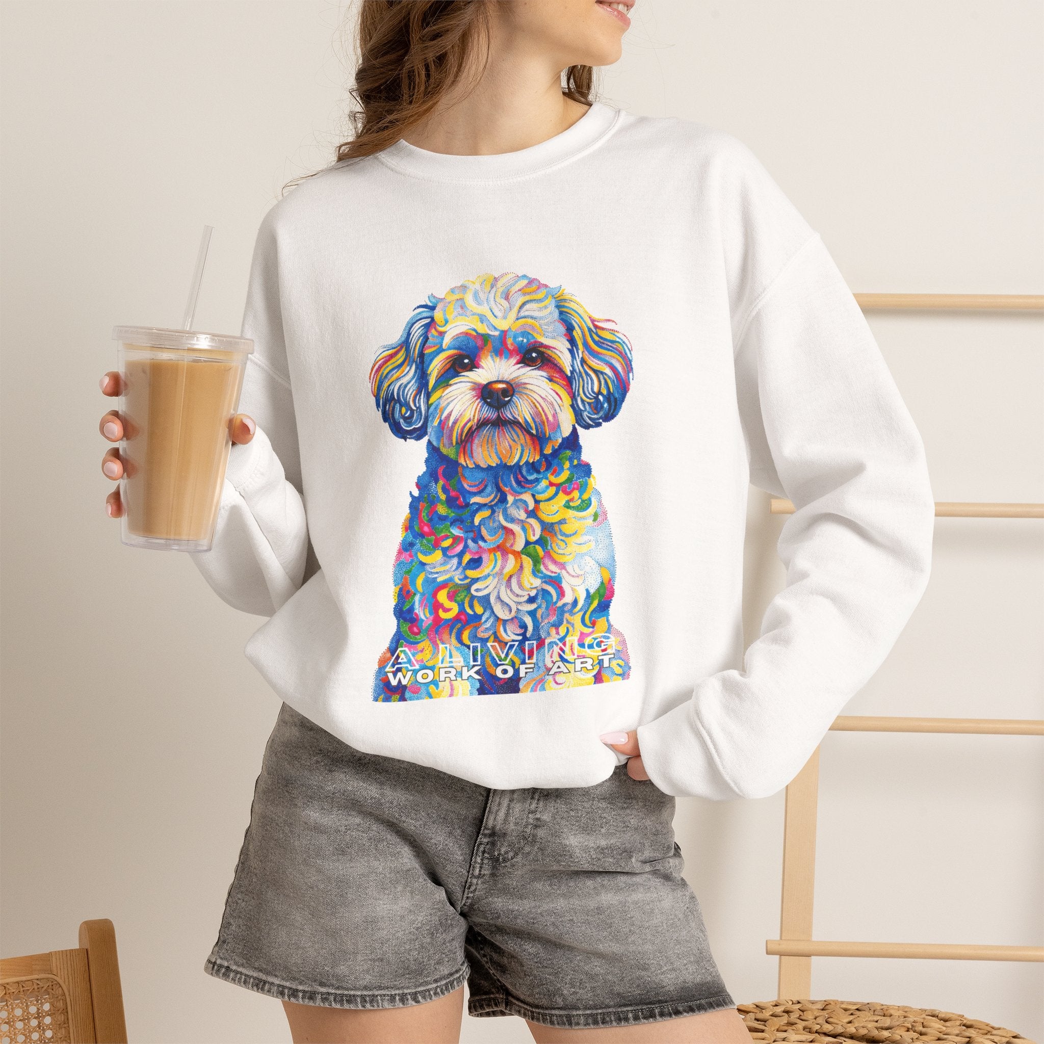 Shih-Poo Sweatshirt | Living Work of Art Collection | Pointillism Style