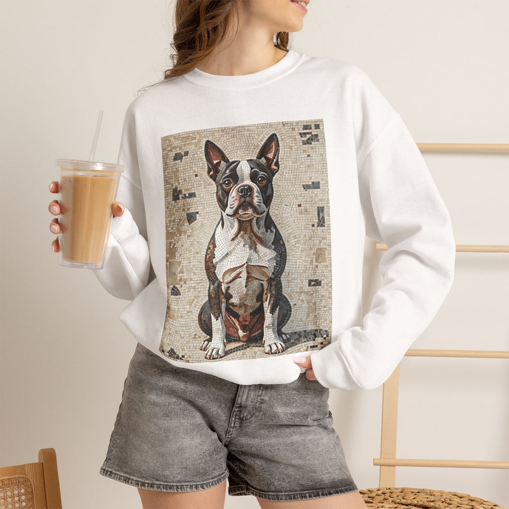 Boston Terrier Sweatshirt | Living Work of Art Collection | Mosaic Style