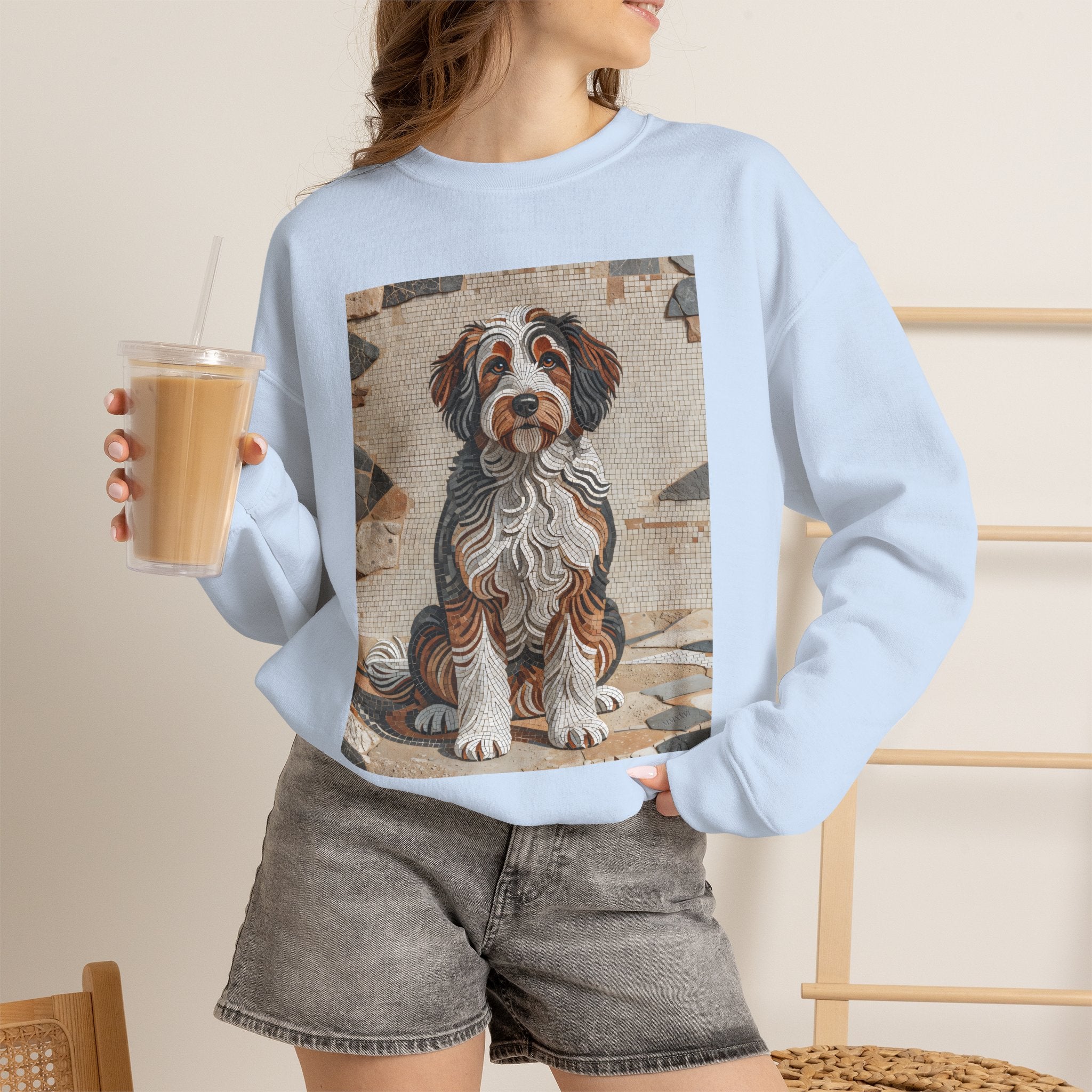 Bernedoodle Sweatshirt | Living Work of Art Collection | Mosaic Style