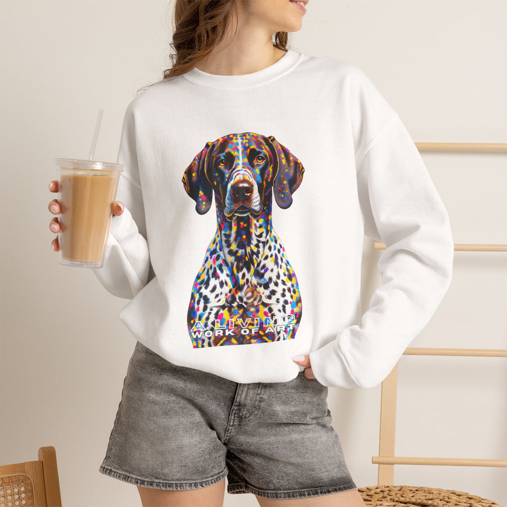 German Shorthaired Pointer Sweatshirt | Living Work of Art Collection | Pointillism Style