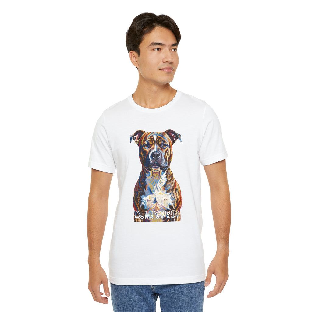 Staffordshire Bull Terrier T Shirt | Living Work of Art Collection | Pointillism Style