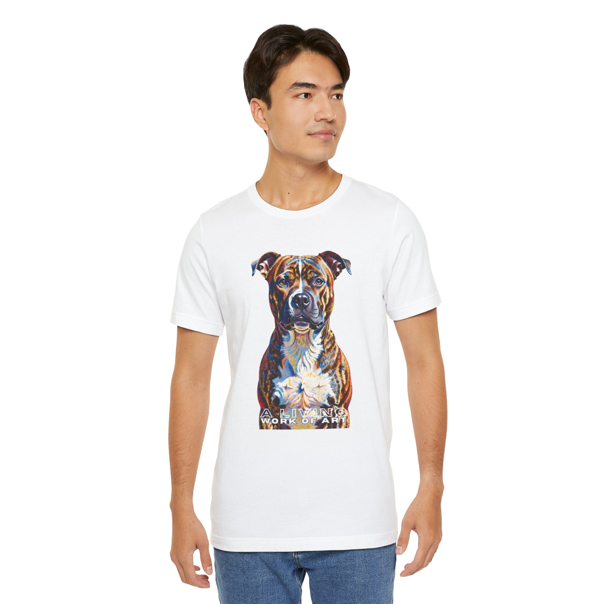 Staffordshire Bull Terrier T Shirt | Living Work of Art Collection | Pointillism Style
