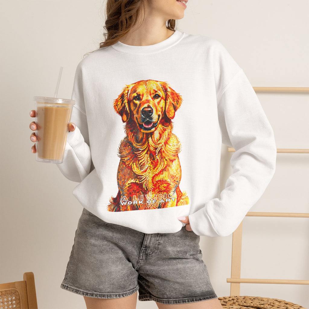 Golden Retriever Sweatshirt | Living Work of Art Collection | Pointillism Style