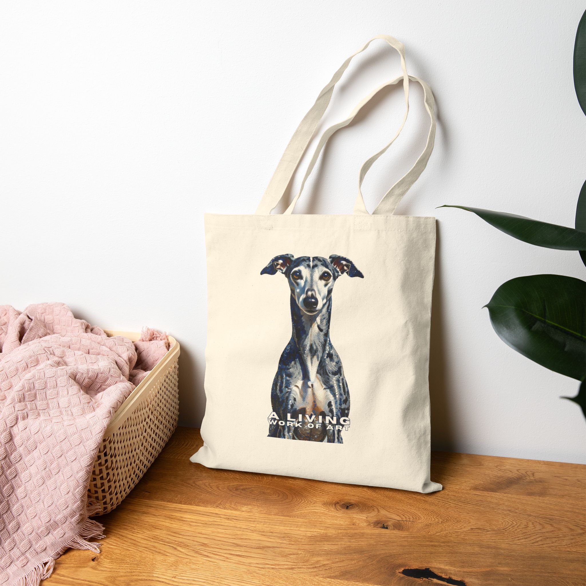 Whippet Tote Bag | Living Work of Art Collection | Pointillism Style