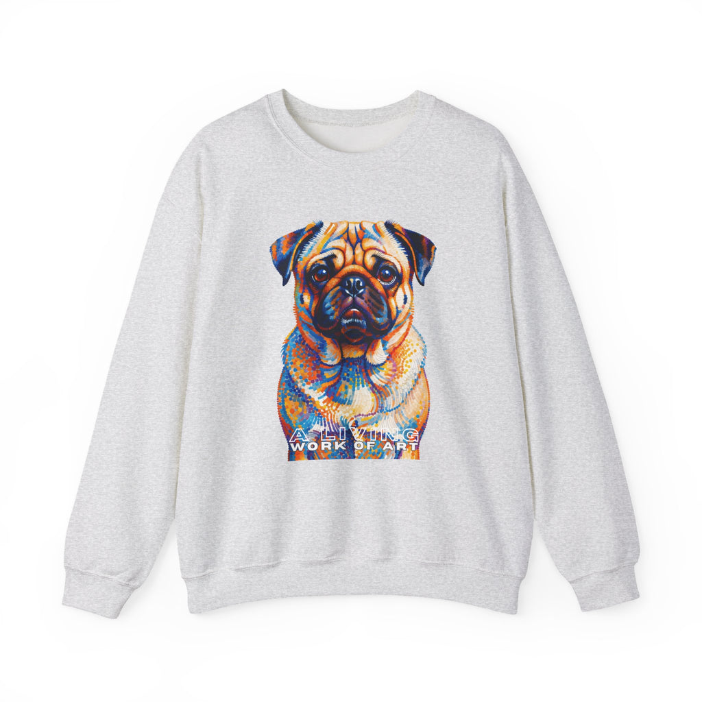 Pug Sweatshirt | Living Work of Art Collection | Pointillism Style