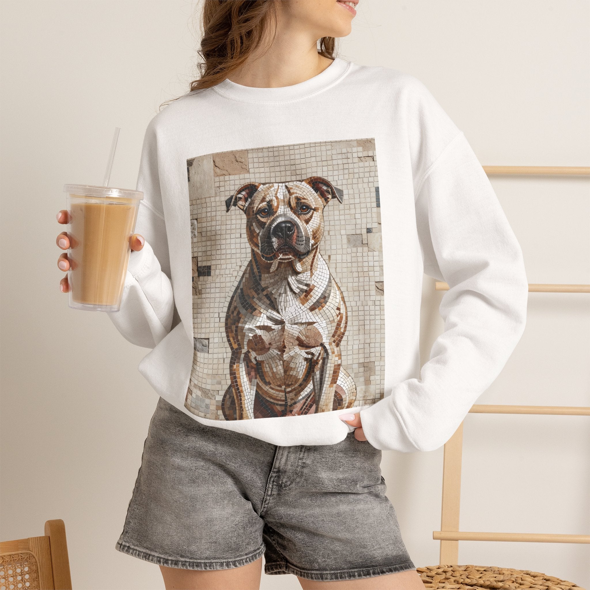 Staffordshire Bull Terrier Sweatshirt | Living Work of Art Collection | Mosaic Style