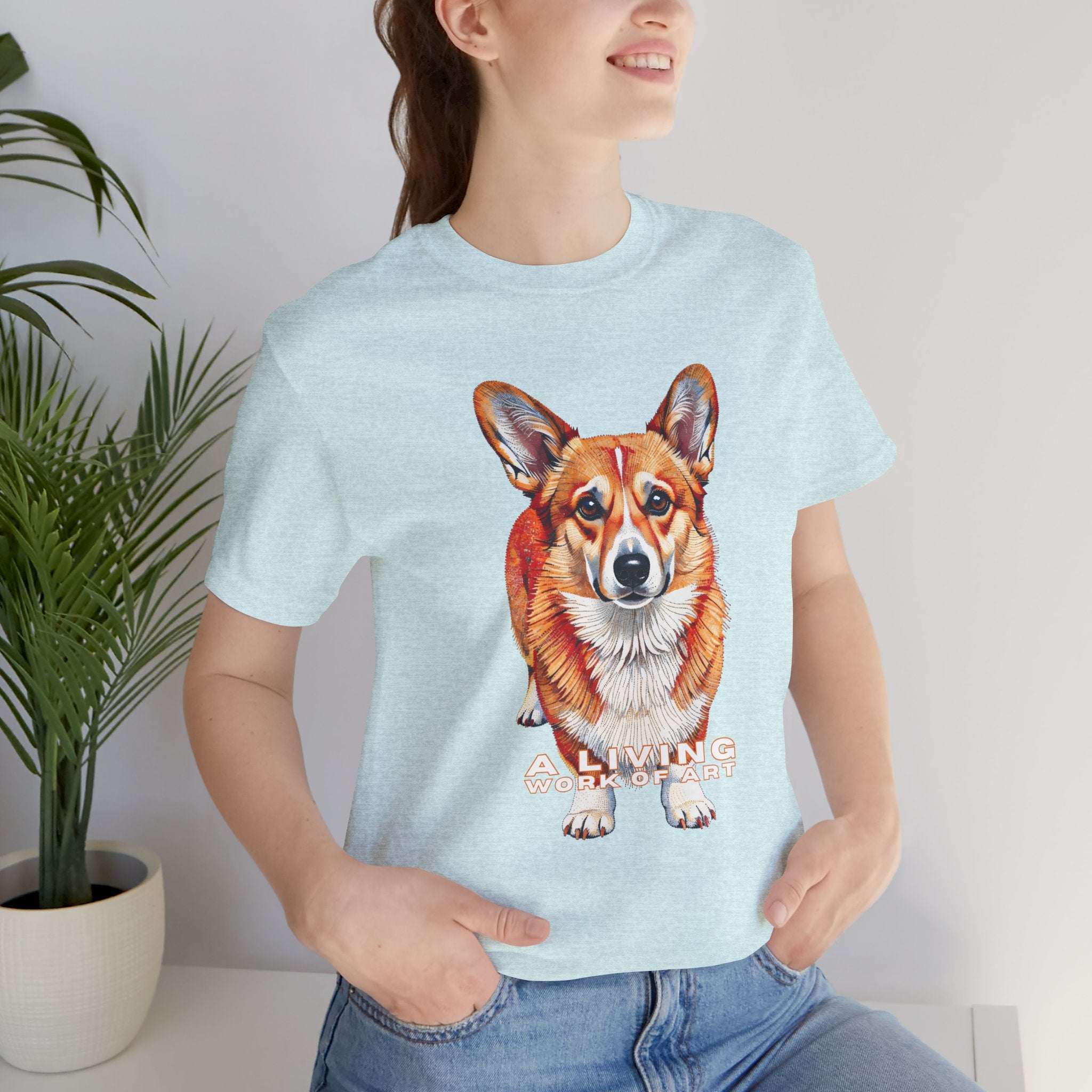 Corgi T Shirt | Living Work of Art Collection | Pointillism Style