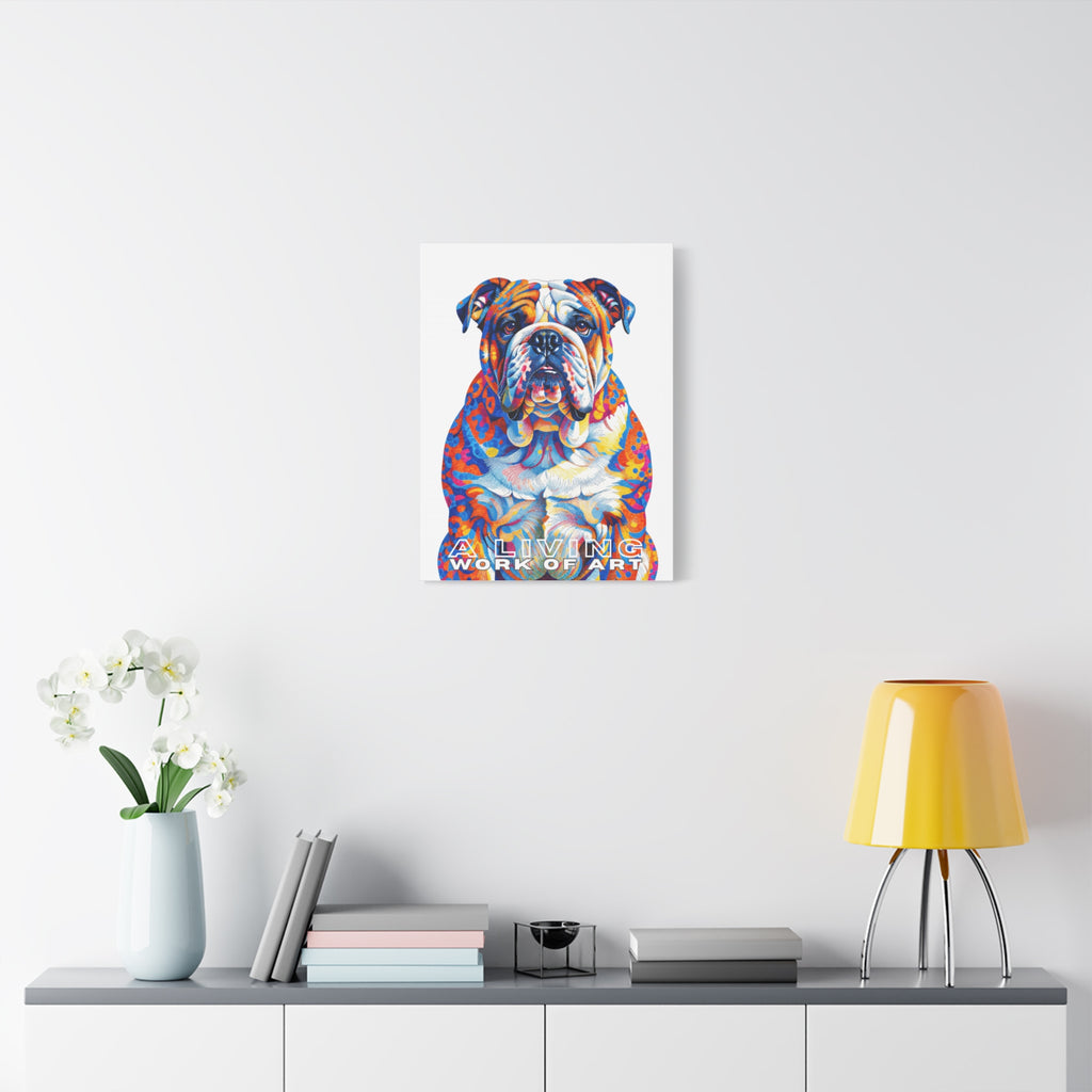 Bulldog Canvas Wall Art | Living Work of Art Collection | Pointillism Style Print