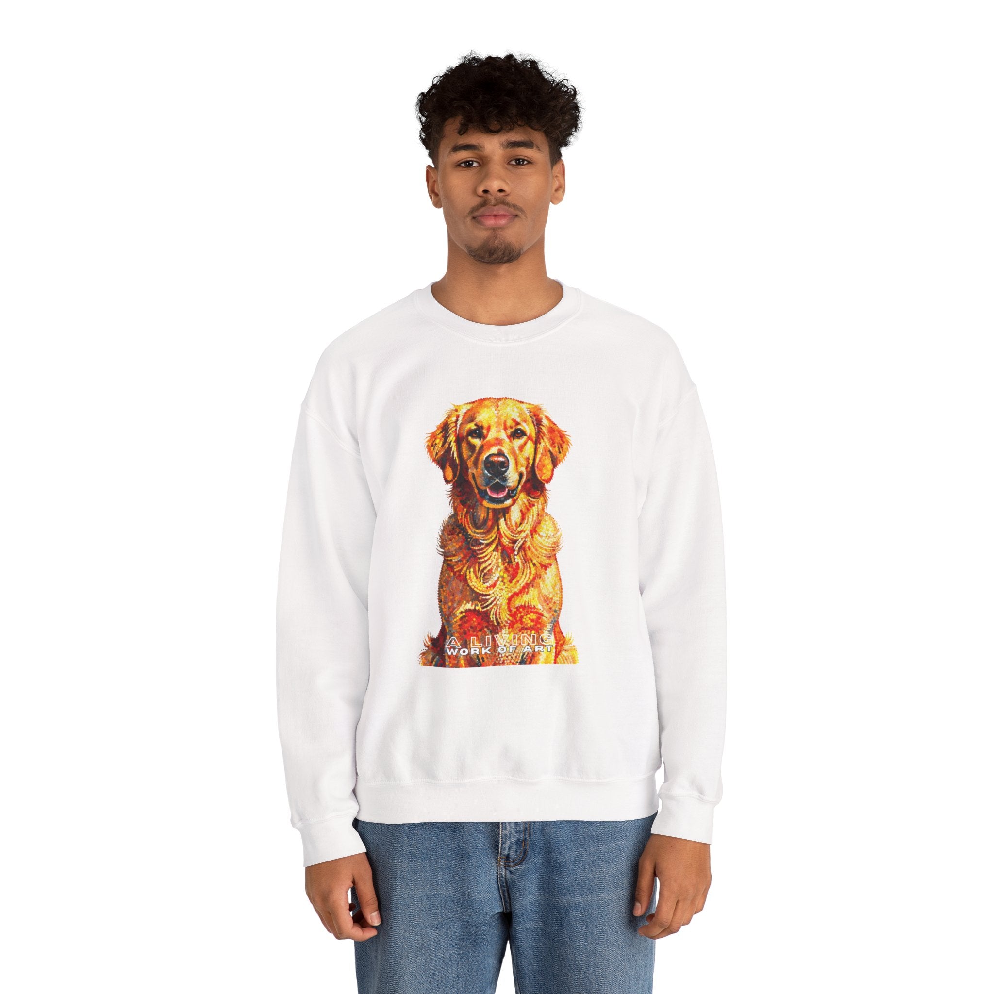 Golden Retriever Sweatshirt | Living Work of Art Collection | Pointillism Style