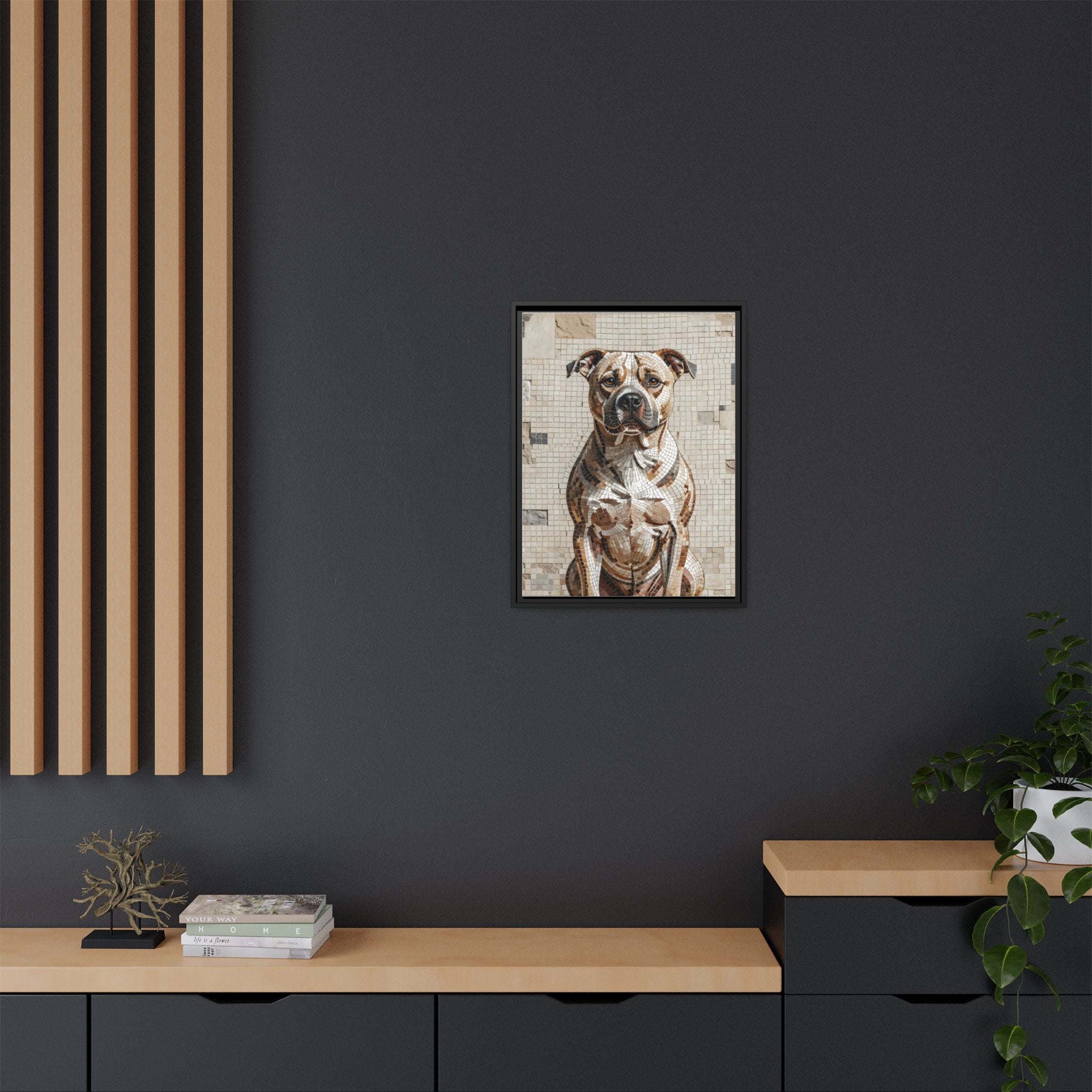 Staffordshire Bull Terrier Canvas Wall Art | Living Work of Art Collection | Mosaic Style Print