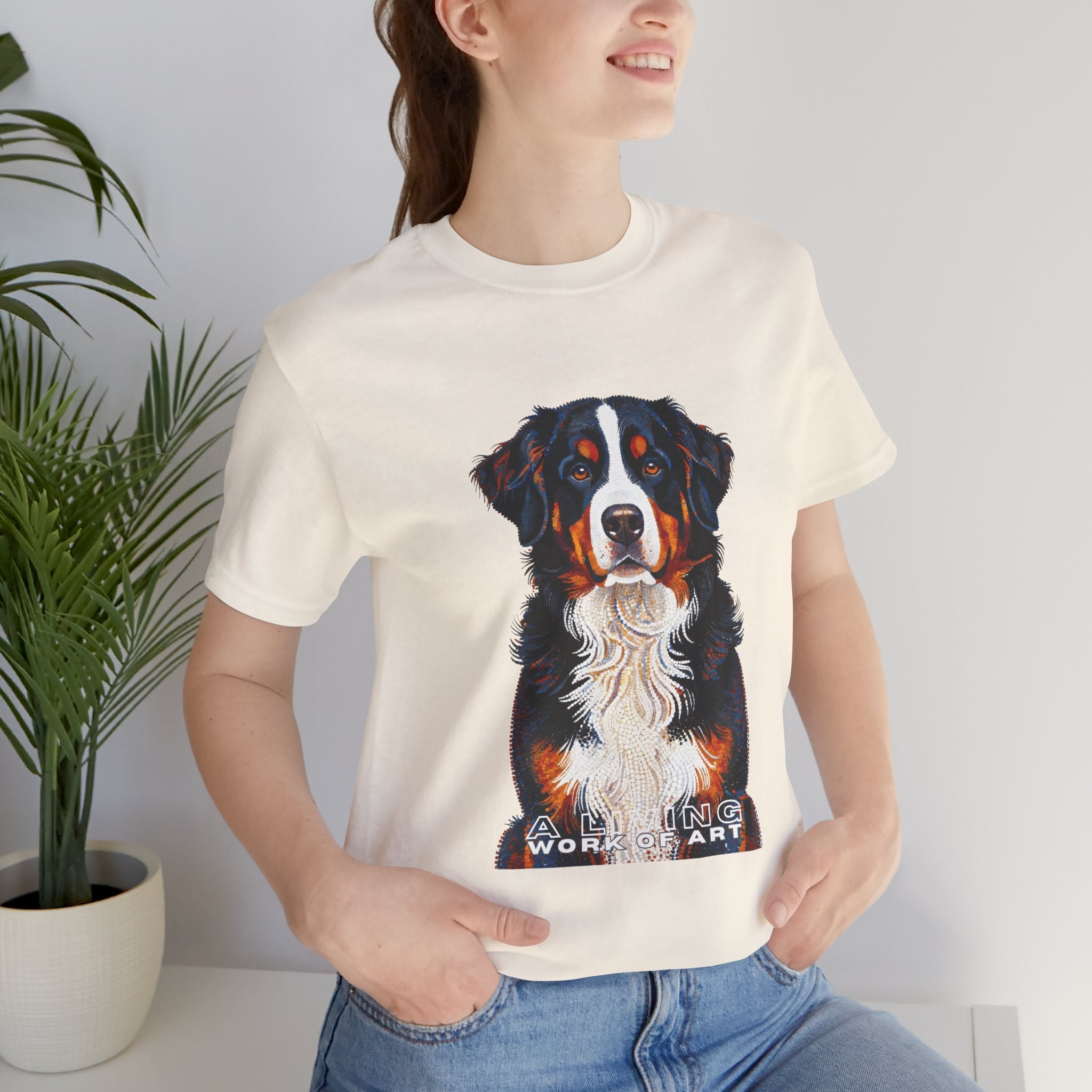 Bernese Mountain Dog T Shirt | Living Work of Art Collection | Pointillism Style