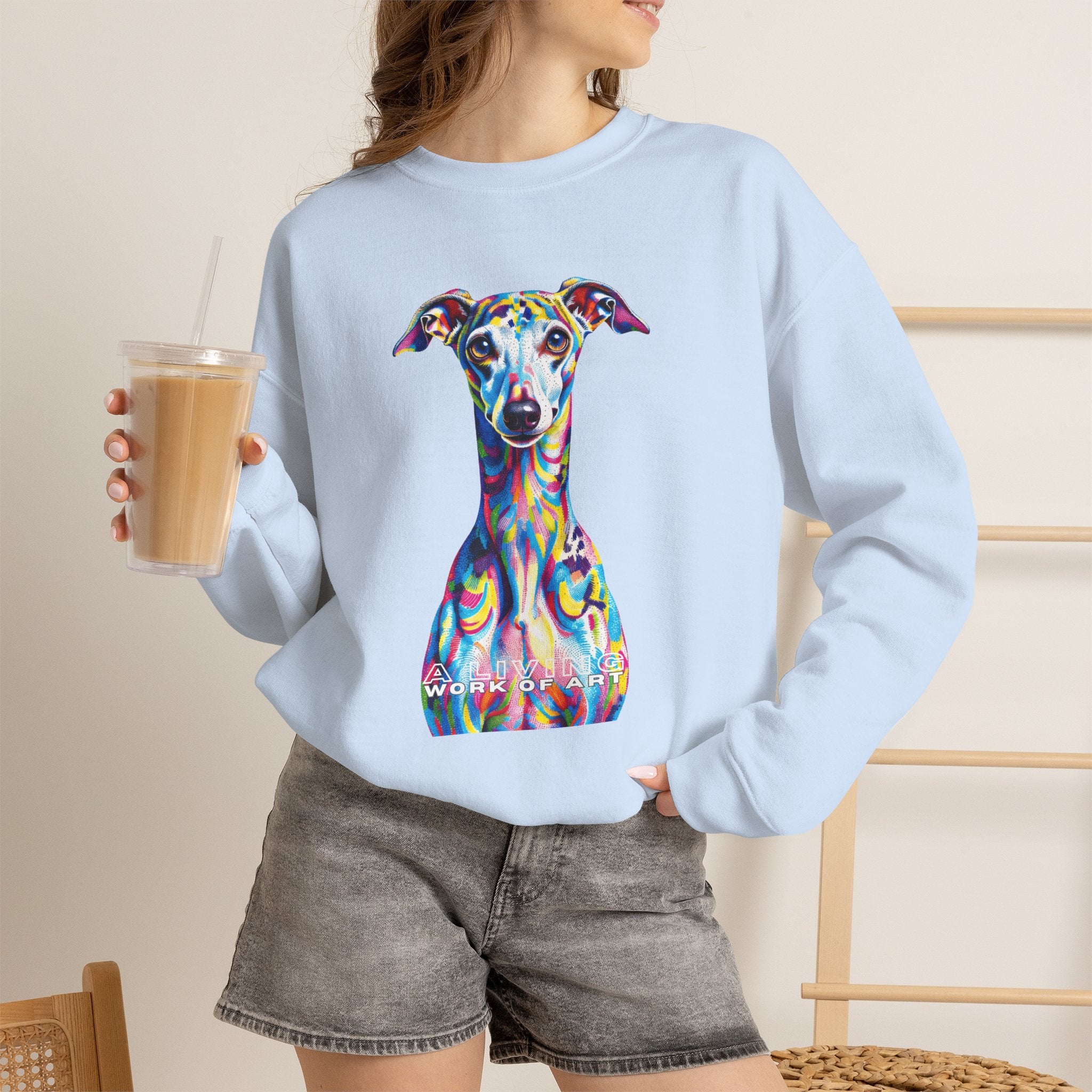 Italian Greyhound Sweatshirt | Living Work of Art Collection | Pointillism Style