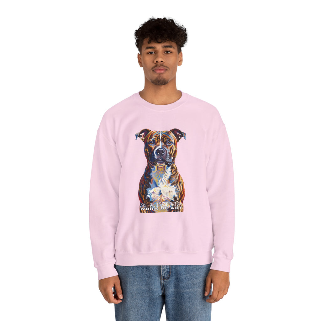 Staffordshire Bull Terrier Sweatshirt | Living Work of Art Collection | Pointillism Style