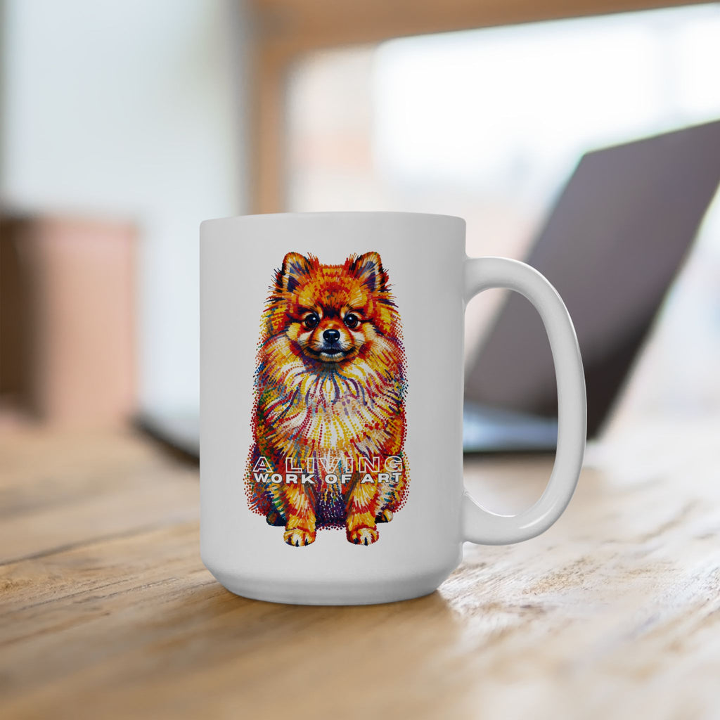 Pomeranian Coffee Mug | Living Work of Art Collection | Pointillism Style