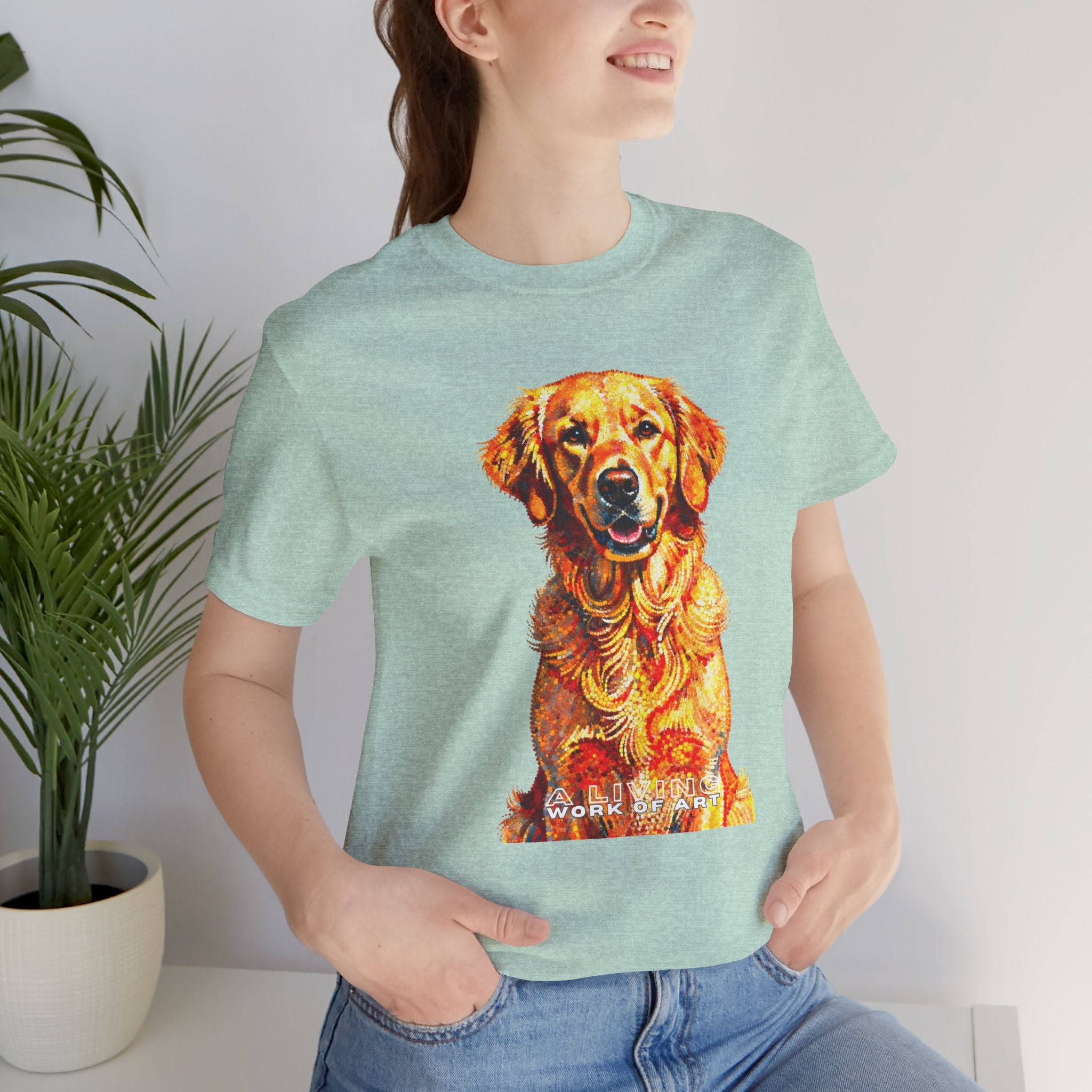 Golden Retriever Pointer T Shirt | Living Work of Art Collection | Pointillism Style