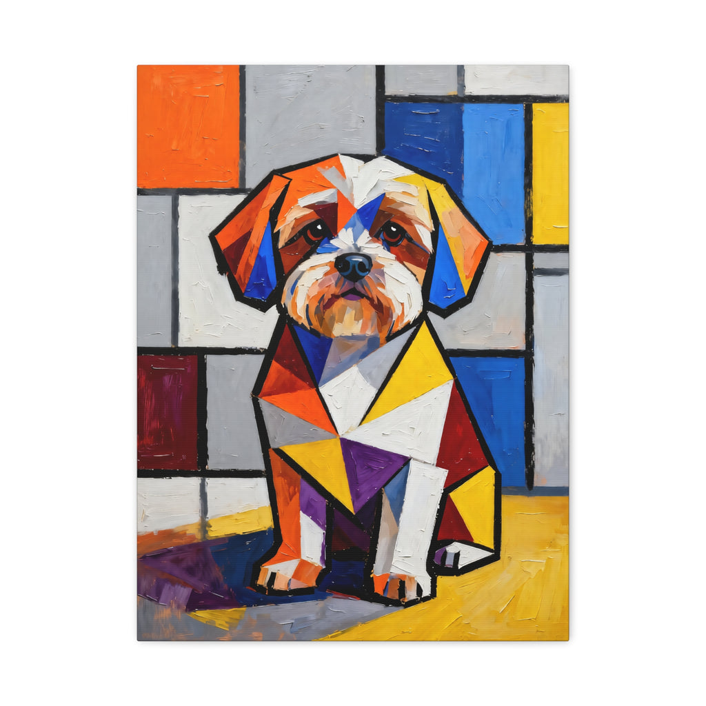 Shih-Poo Canvas Wall Art | Living Work of Art Collection | Cubist Style Print