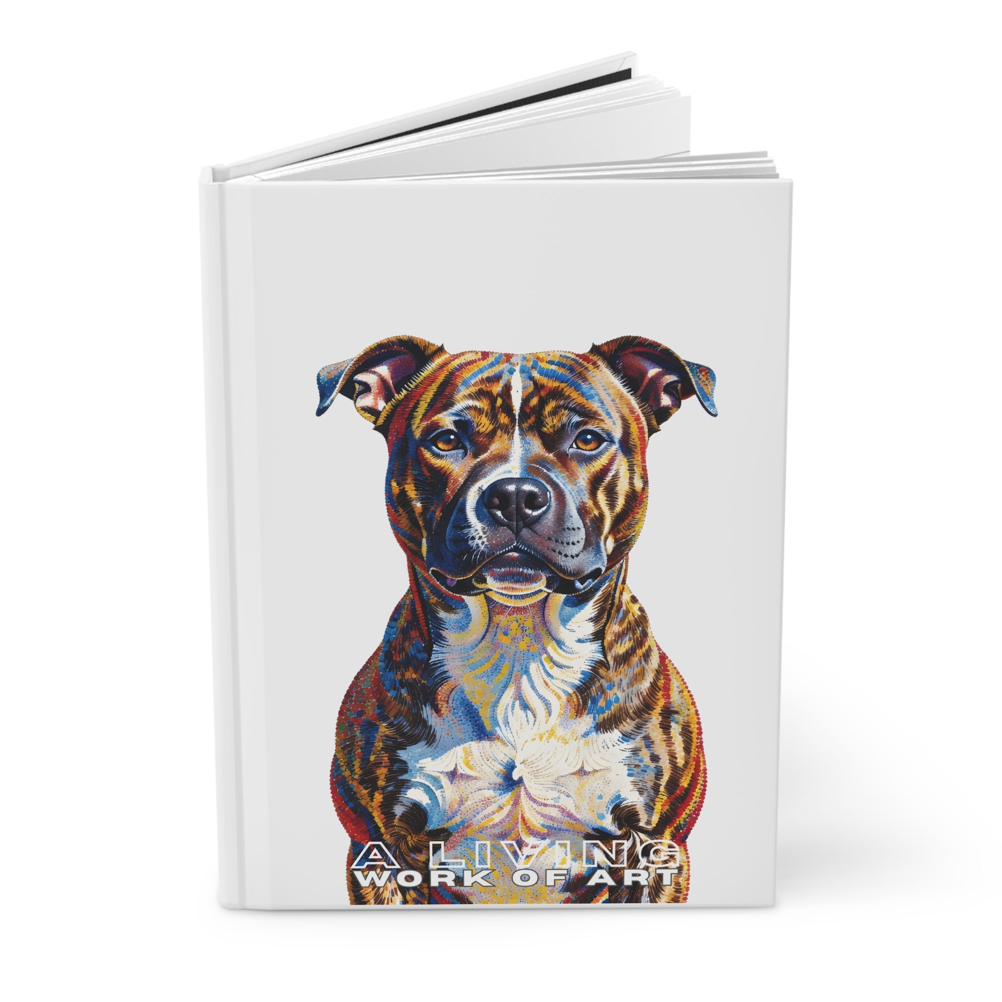 Staffordshire Bull Terrier Notebook | Living Work of Art Collection | Pointillism Style
