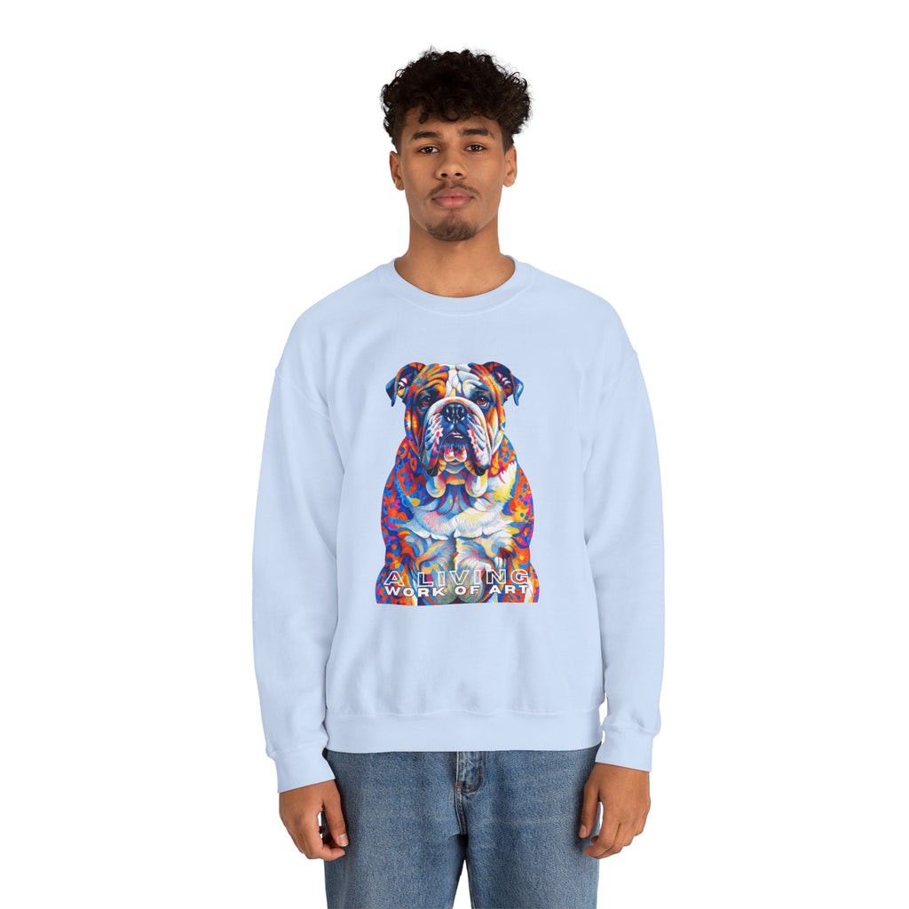 Bulldog Sweatshirt | Living Work of Art Collection | Pointillism Style