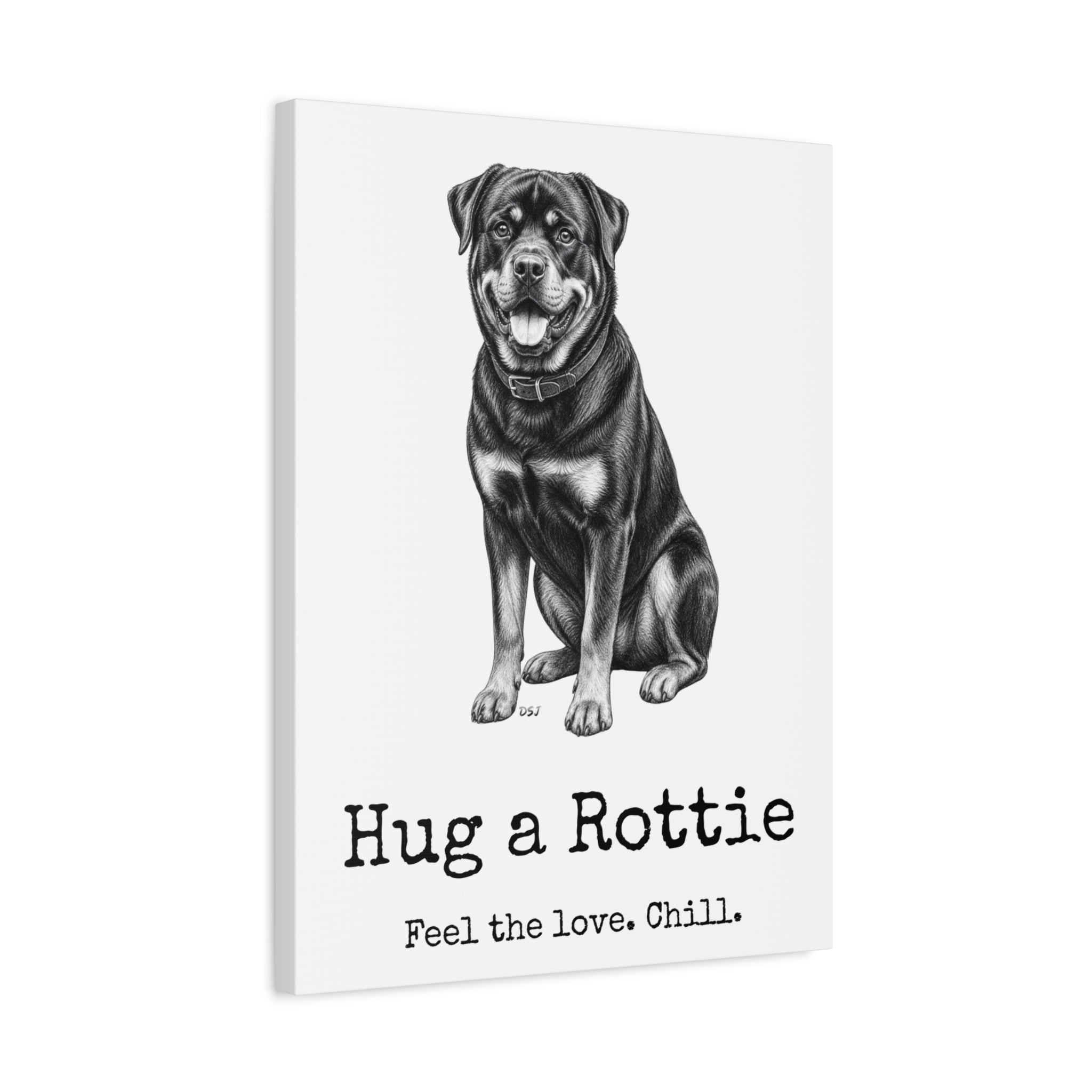 Rottweiler Canvas Wall Art | Hug a Rottie | Charcoal Sketch Print
