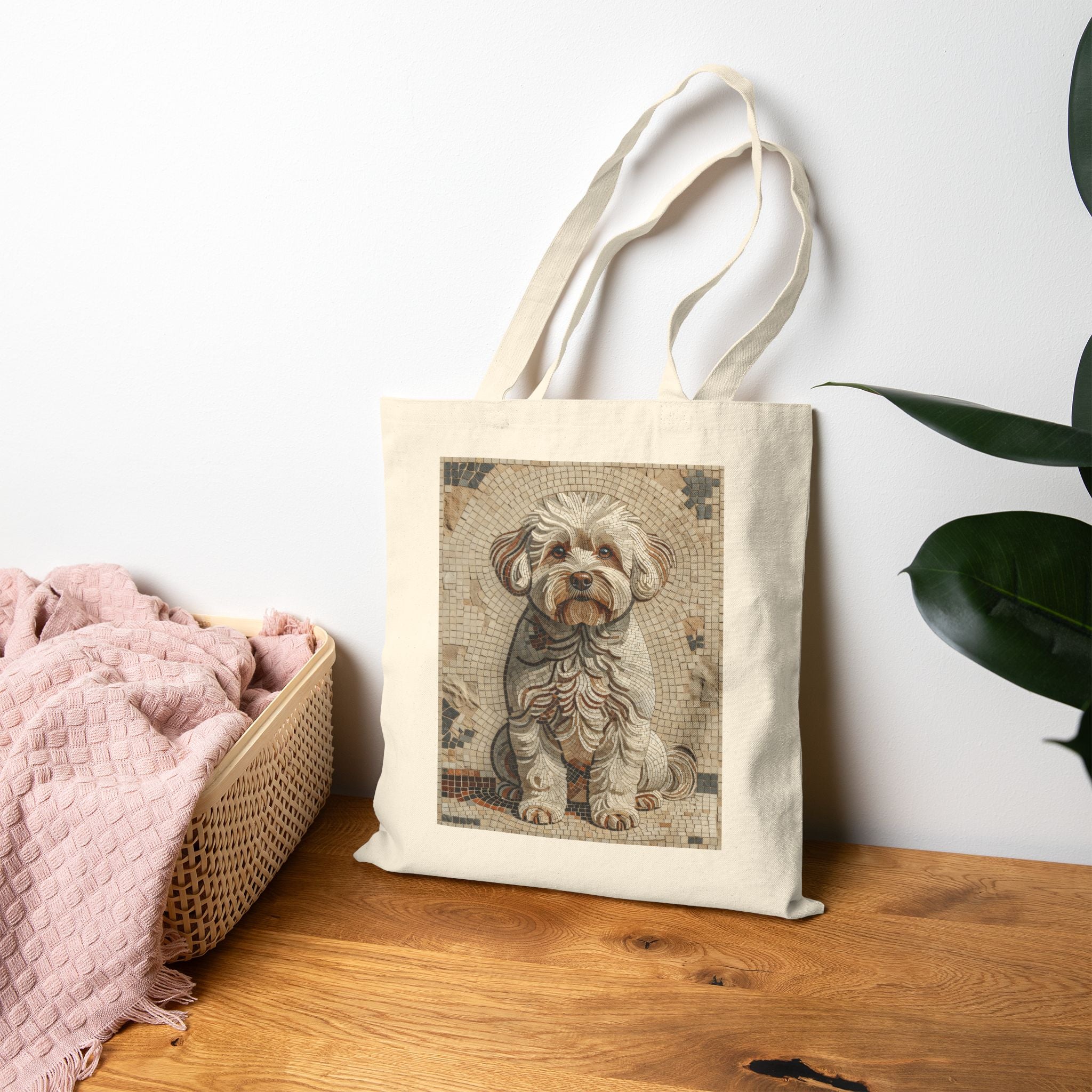Bichon Frise Tote Bag | Living Work of Art Collection | Mosaic Style
