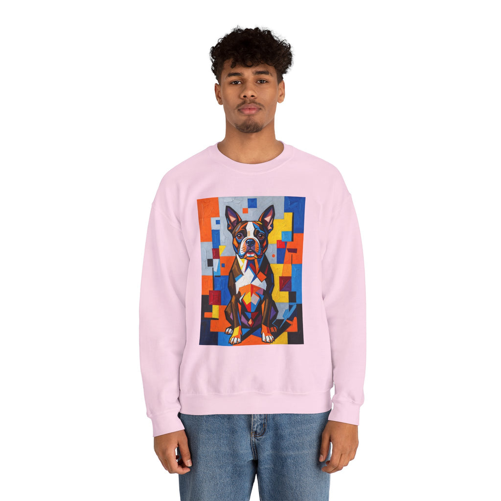 Boston Terrier Sweatshirt | Living Work of Art Collection | Cubist Style