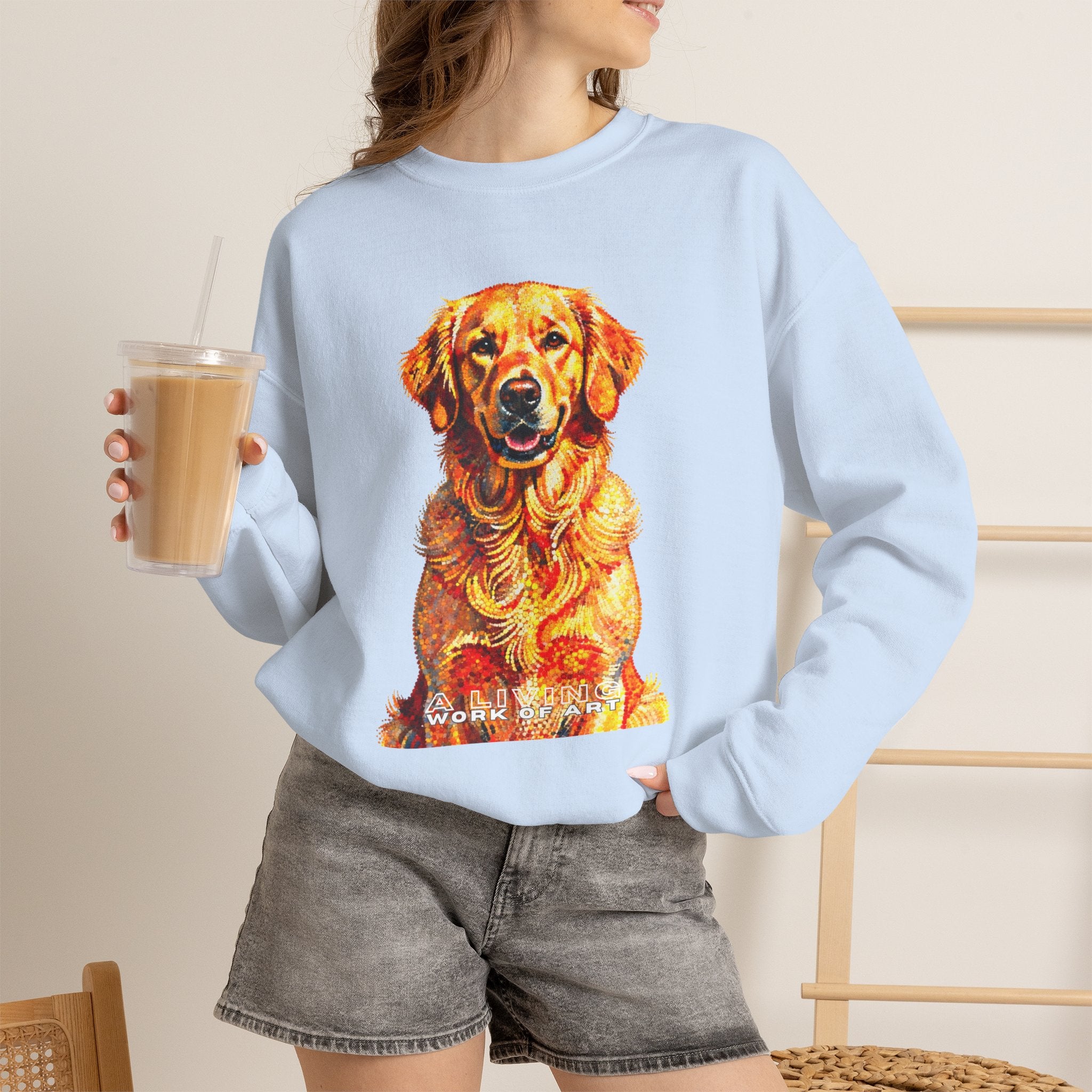 Golden Retriever Sweatshirt | Living Work of Art Collection | Pointillism Style