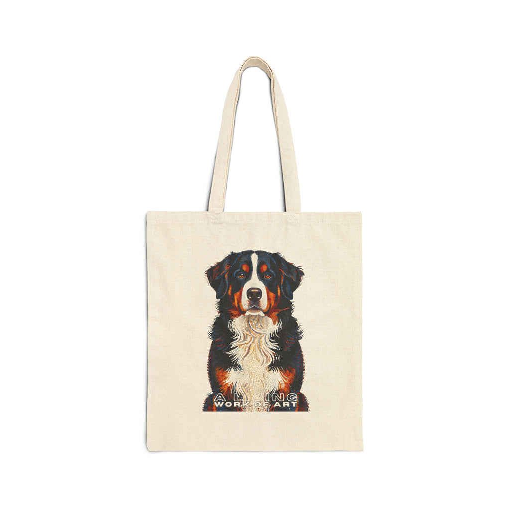 Bernese Mountain Dog Tote Bag | Living Work of Art Collection | Pointillism Style