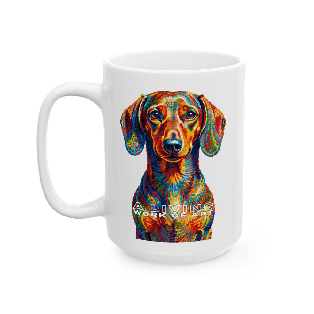 Dachshund Coffee Mug | Living Work of Art Collection | Pointillism Style
