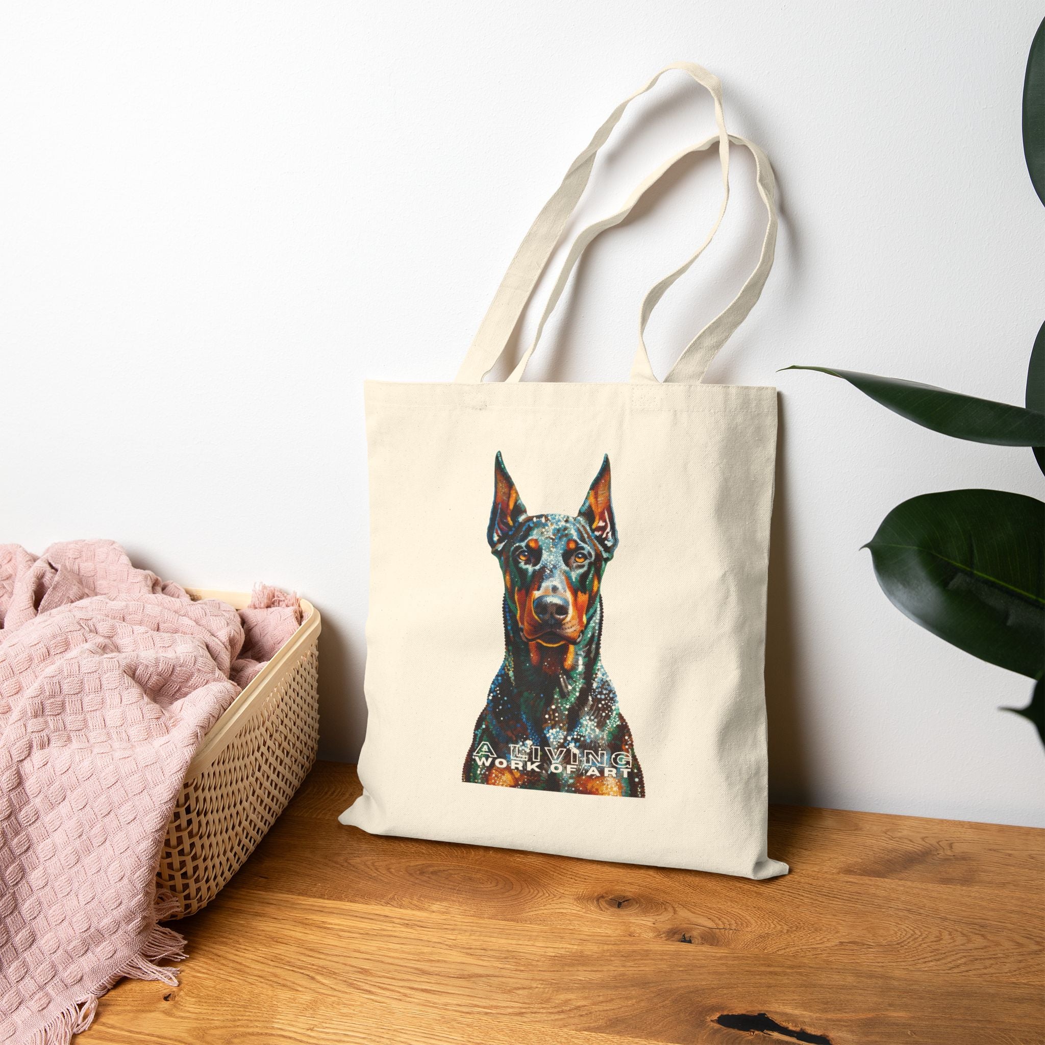 Doberman Pinscher Tote Bag | Living Work of Art Collection | Pointillism Style