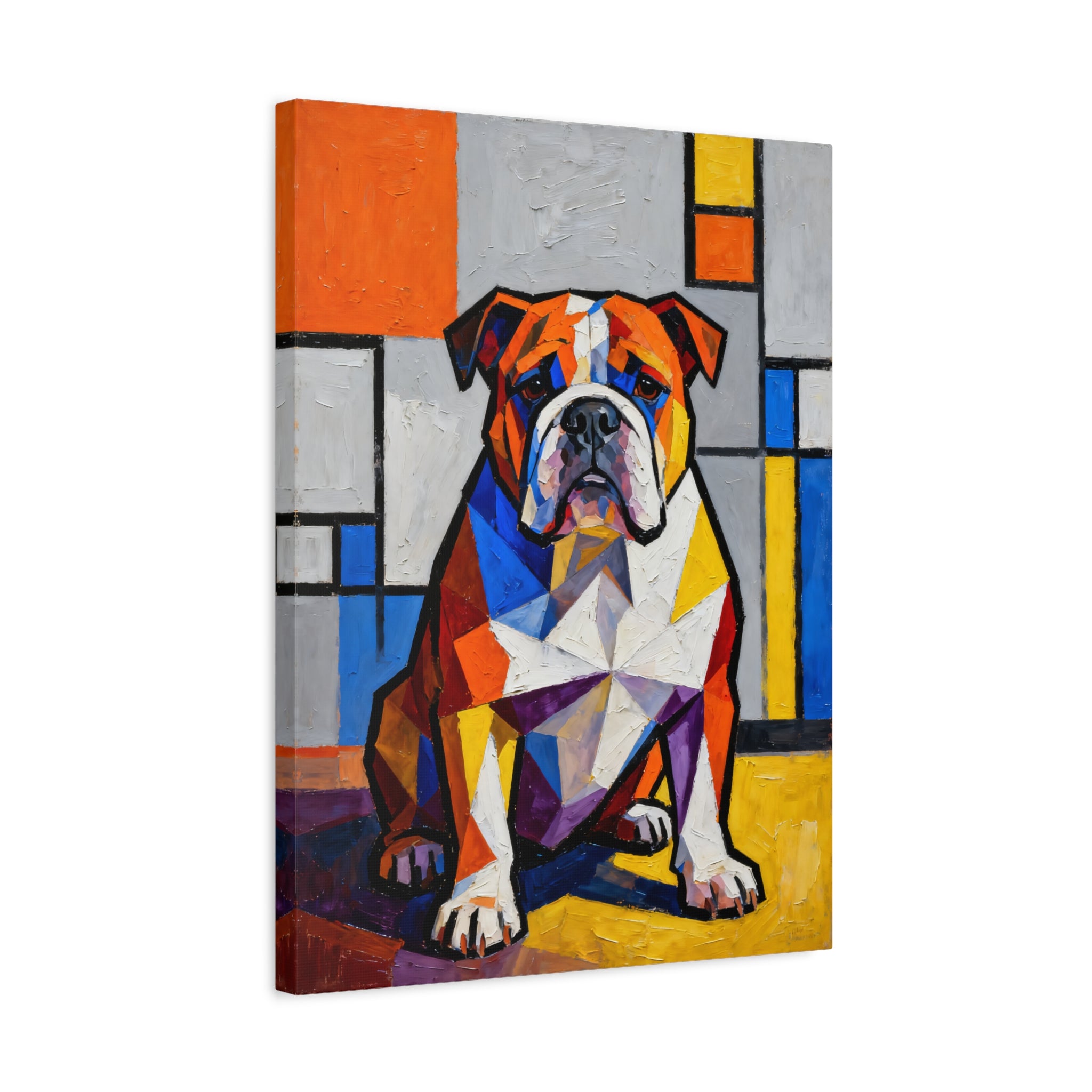 Bulldog Canvas Wall Art | Living Work of Art Collection | Cubist Style Print