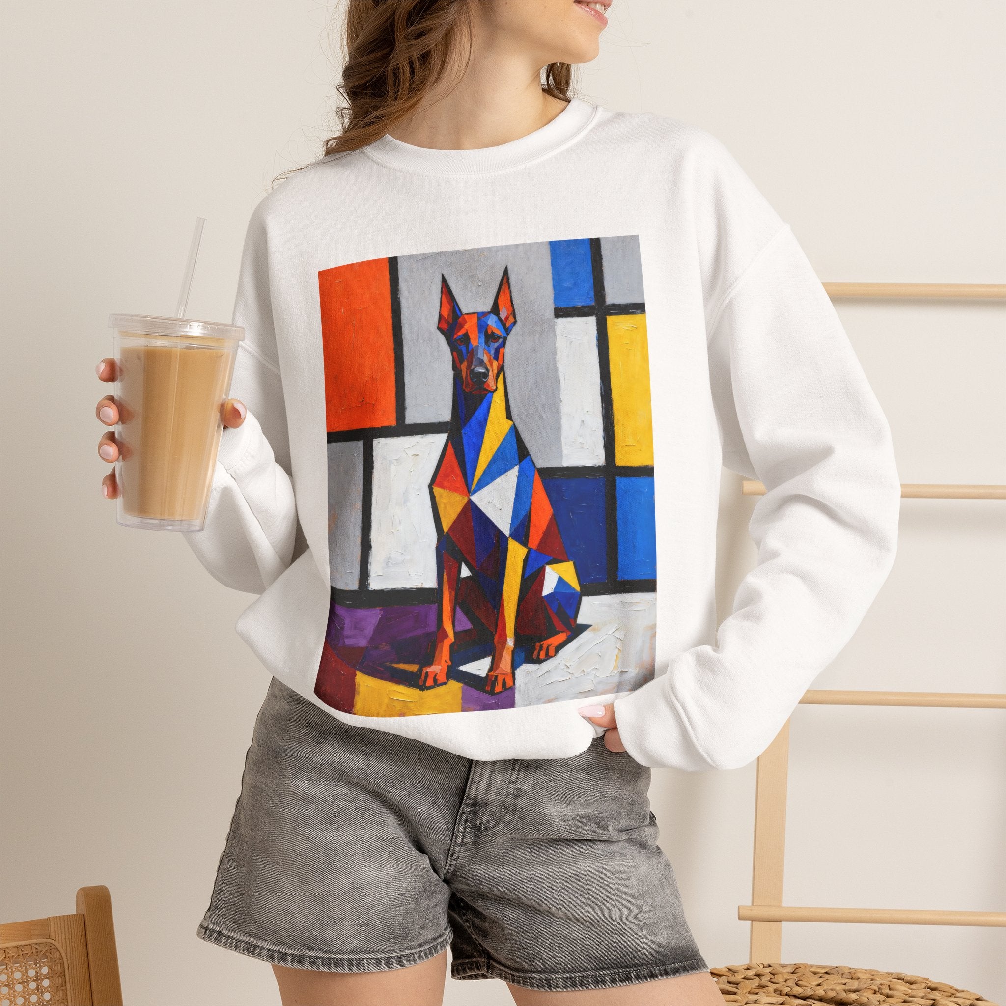 Doberman Pinscher Sweatshirt | Living Work of Art Collection | Cubist Style