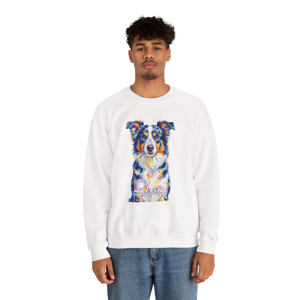 Australian Shepherd Sweatshirt | Living Work of Art Collection | Pointillism Style