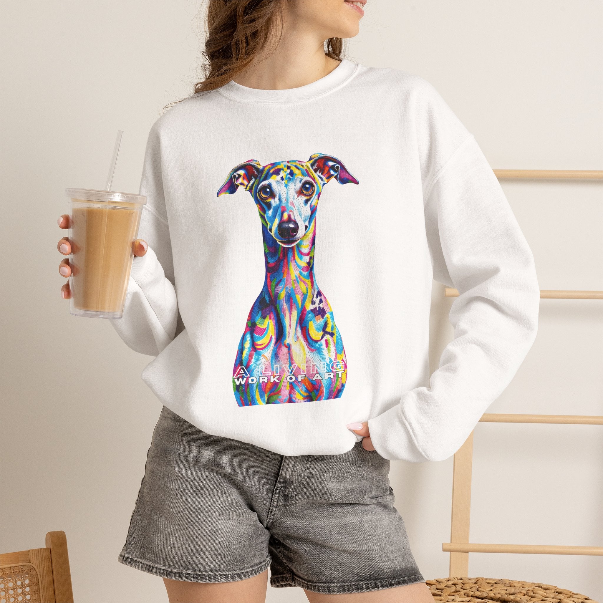 Italian Greyhound Sweatshirt | Living Work of Art Collection | Pointillism Style