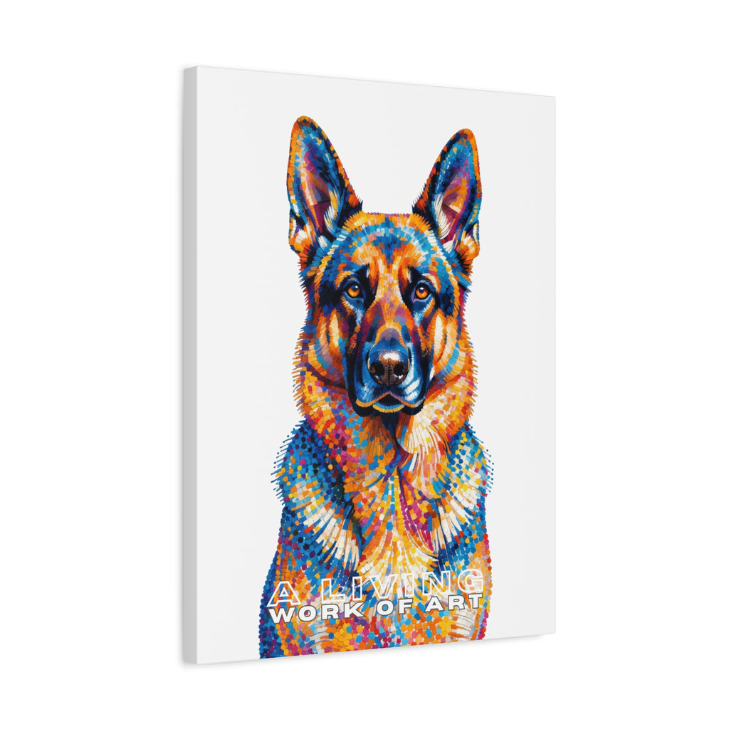 German Shepherd Canvas Wall Art | Living Work of Art Collection | Pointillism Style Print