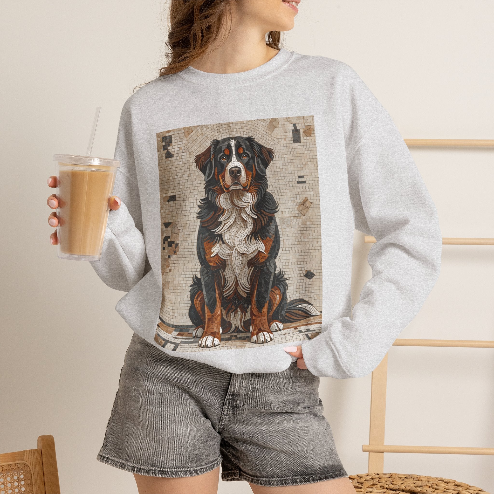 Bernese Mountain Dog Sweatshirt | Living Work of Art Collection | Mosaic Style
