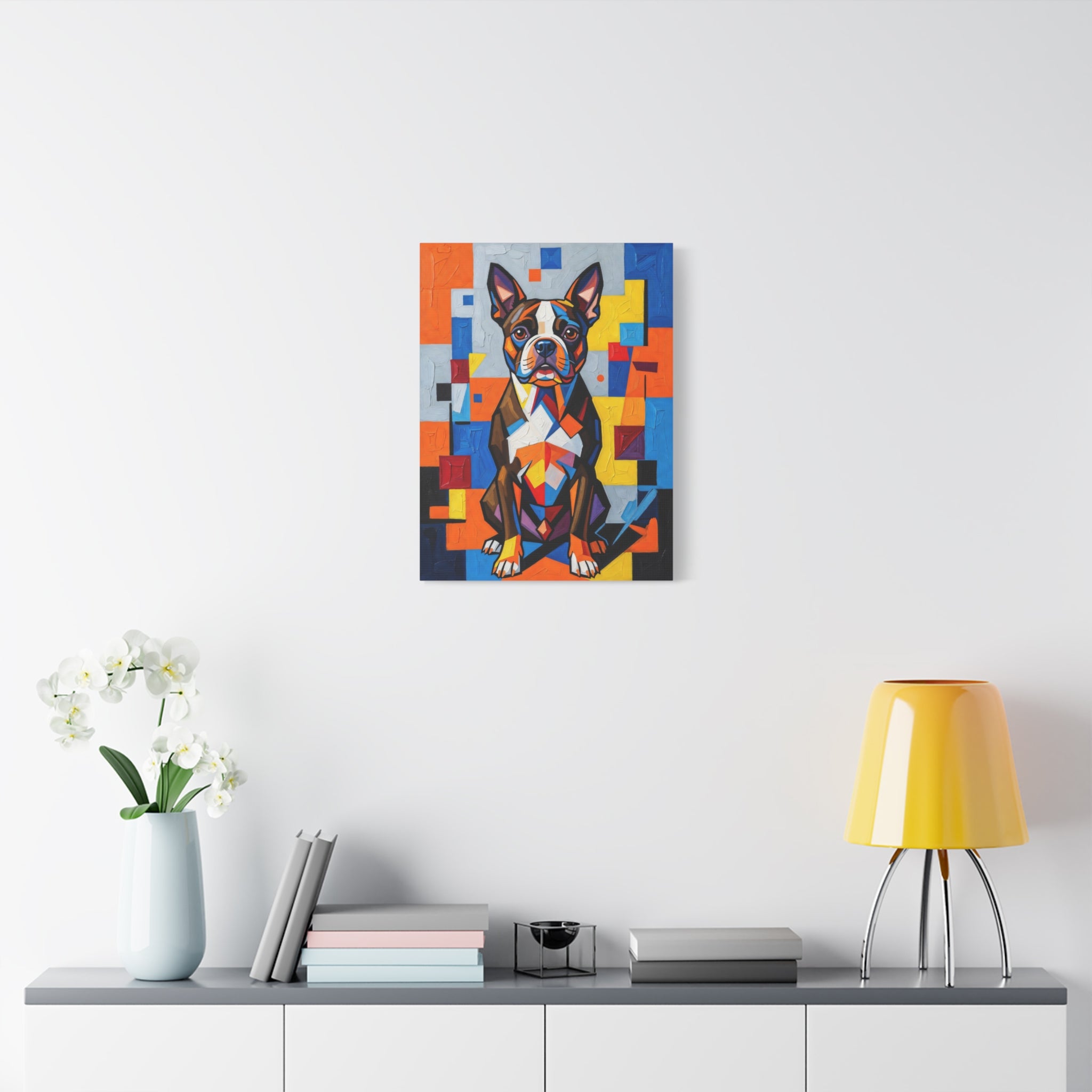 Boston Terrier Canvas Wall Art | Living Work of Art Collection | Cubist Style Print