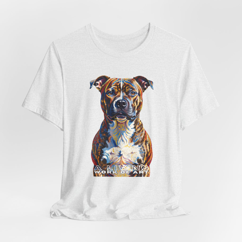 Staffordshire Bull Terrier T Shirt | Living Work of Art Collection | Pointillism Style