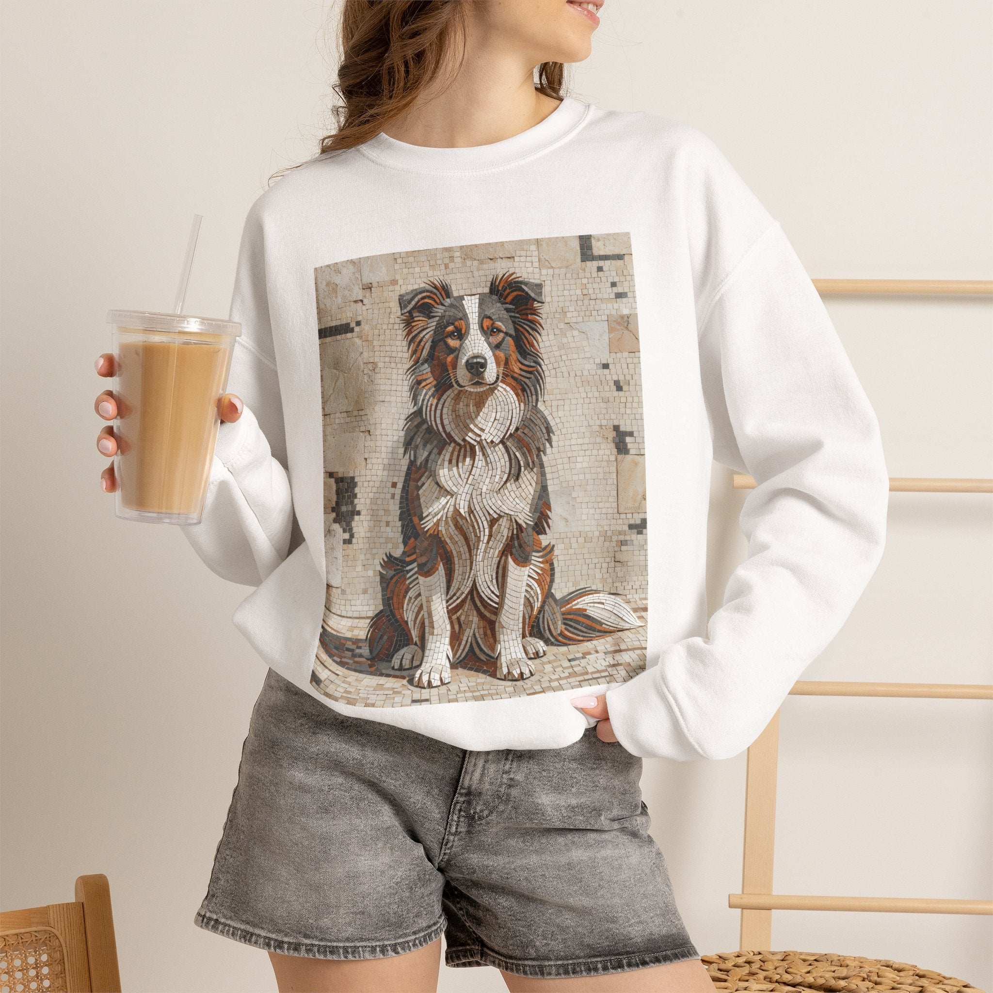Border Collie Sweatshirt | Living Work of Art Collection | Mosaic Style